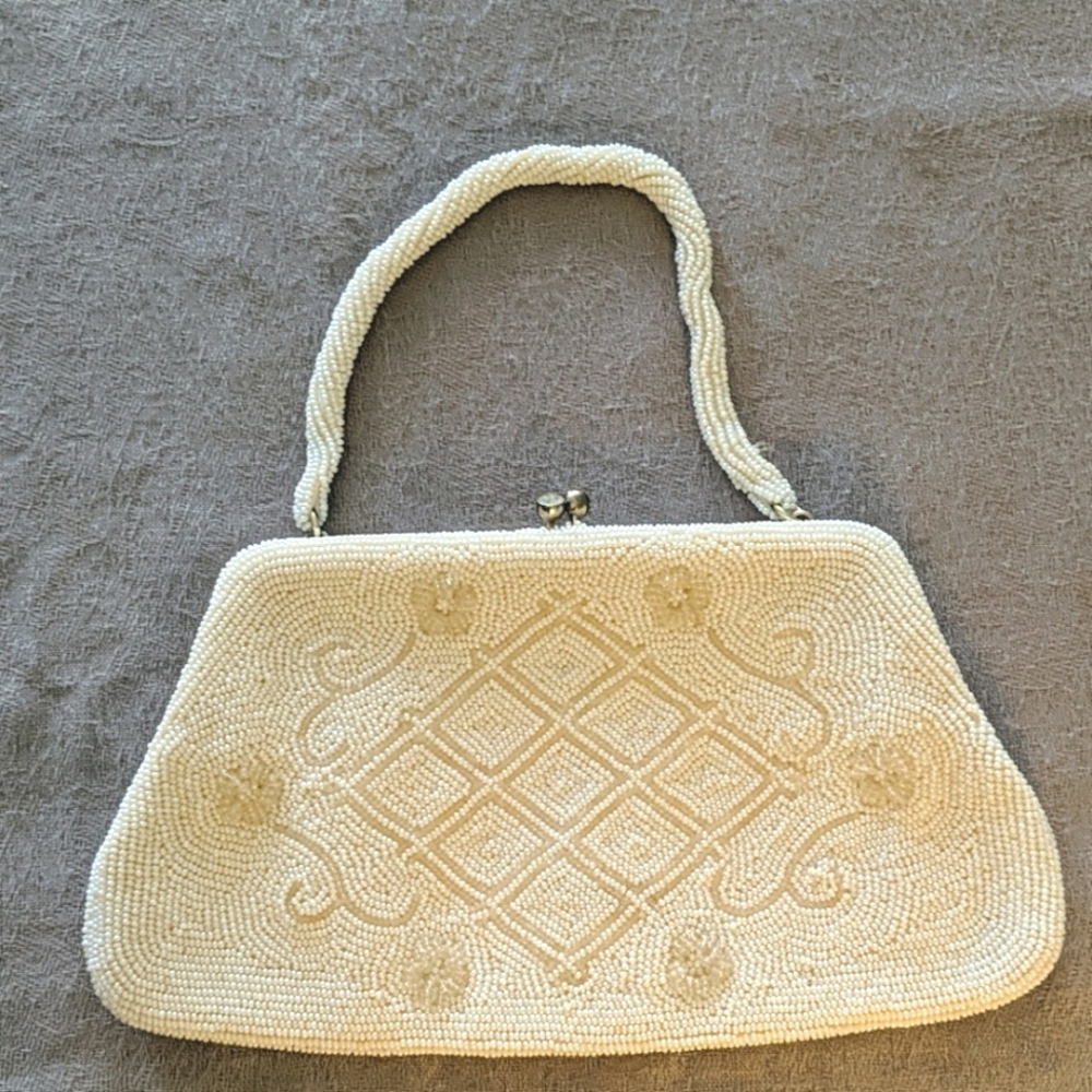 Vintage Mother Of Pearl Beaded Purse